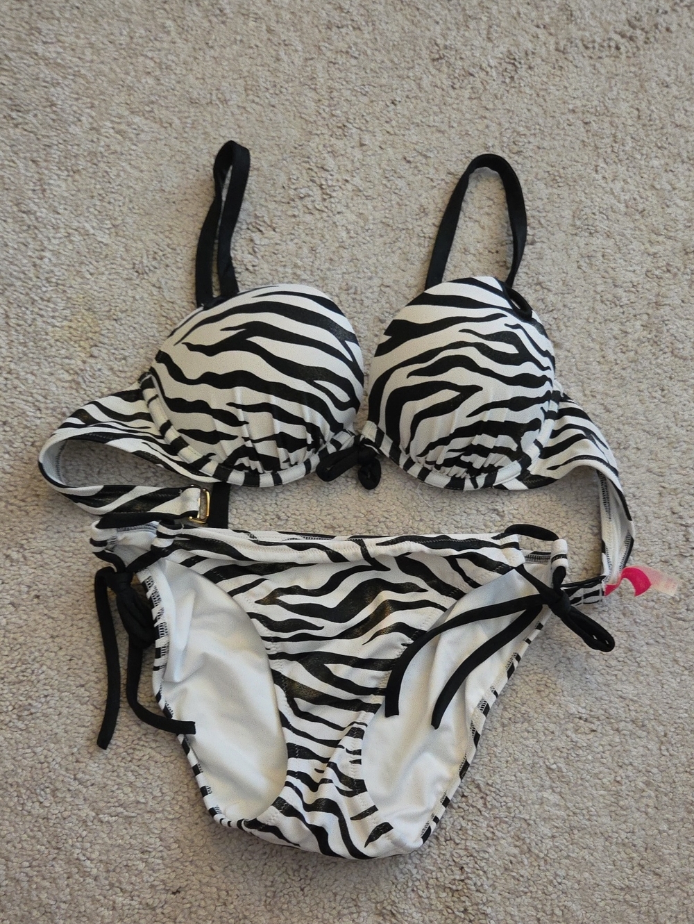 Victoria's Secret Black & White Zebra Push-Up Bikini Set